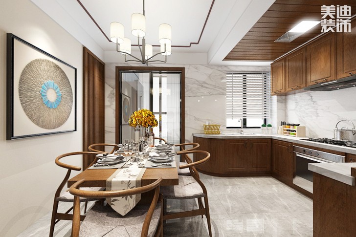 谷山里115平米新中式风格装修效果图--餐厅