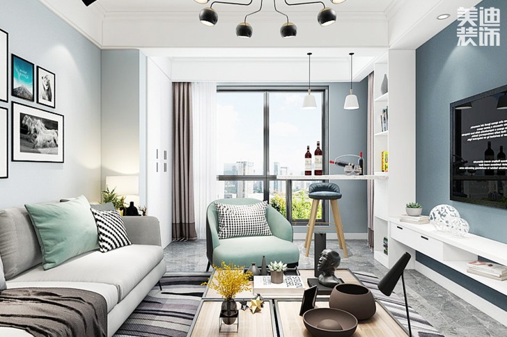 嘉宇银杉120平米北欧风格装修效果图--客厅