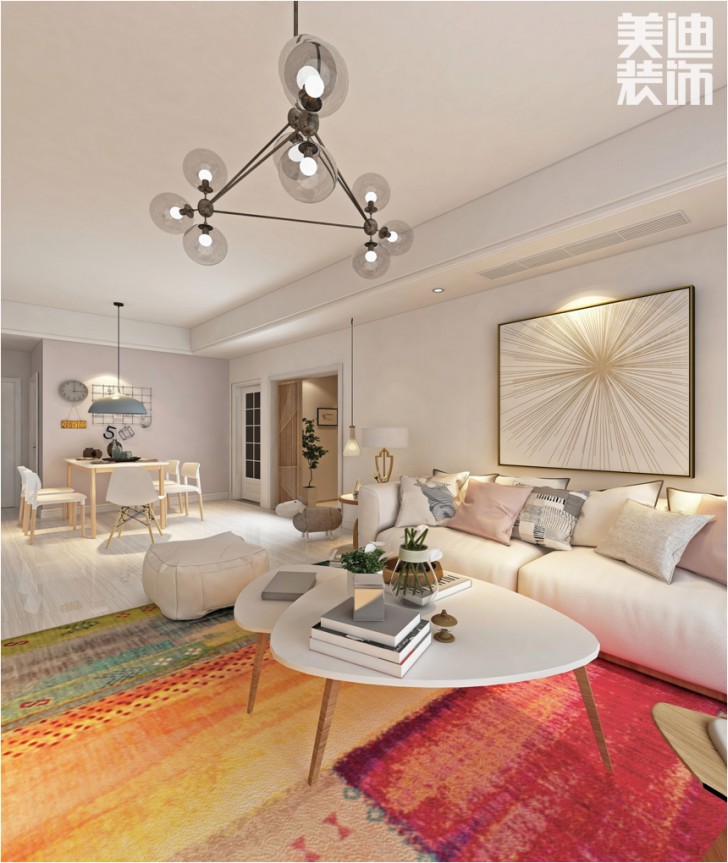 半山壹号137平米北欧风格装修效果图--客厅