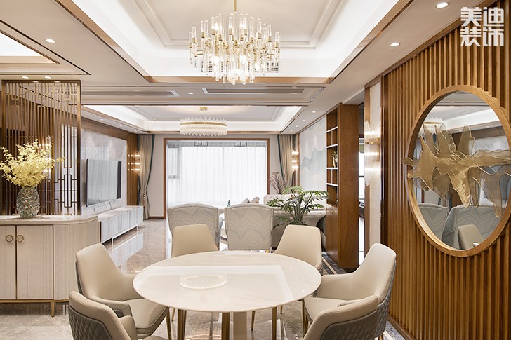 江山壹号180平米新中式风格装修案例实拍图--餐厅