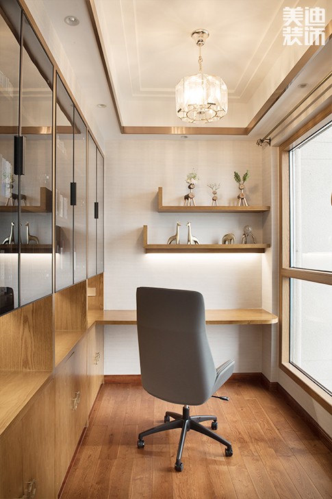 江山壹号180平米新中式风格装修案例实拍图--书房