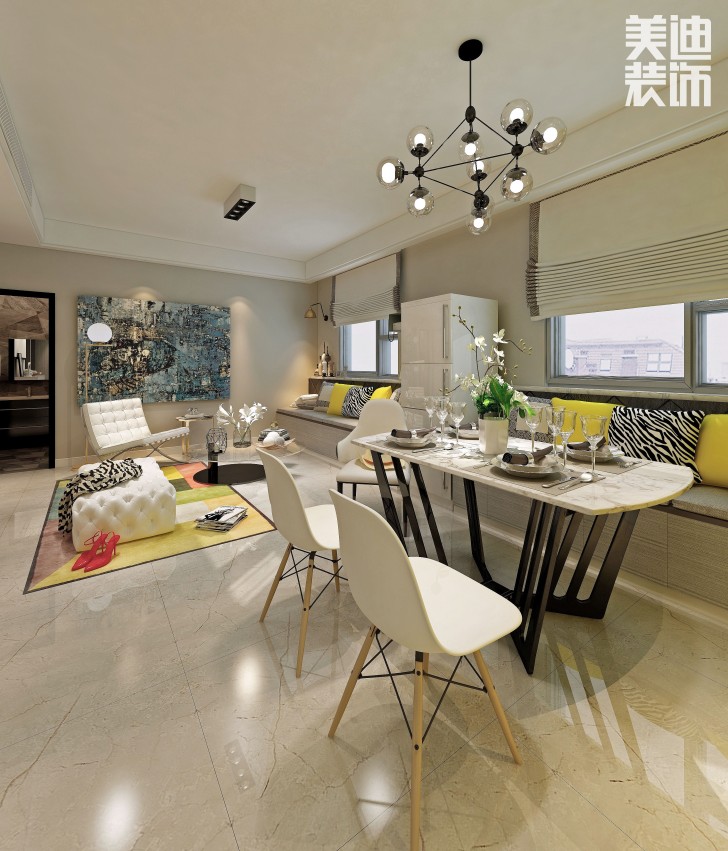 汇金国际88平米现代轻奢装修效果图--餐厅