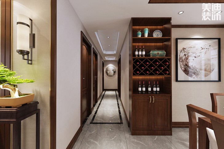 长房云时代130平米新中式风格装修效果图--过道