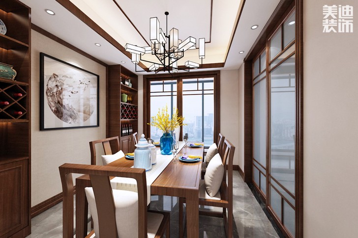 长房云时代130平米新中式风格装修效果图--餐厅