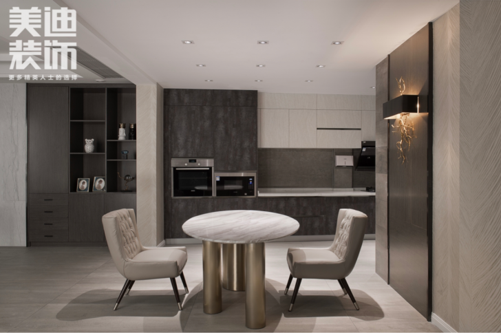 北辰定江洋180平现代简约风格装修案例实拍图--餐厅