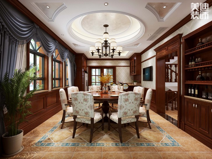 好望谷别墅470平米美式风格装修案例效果图--餐厅