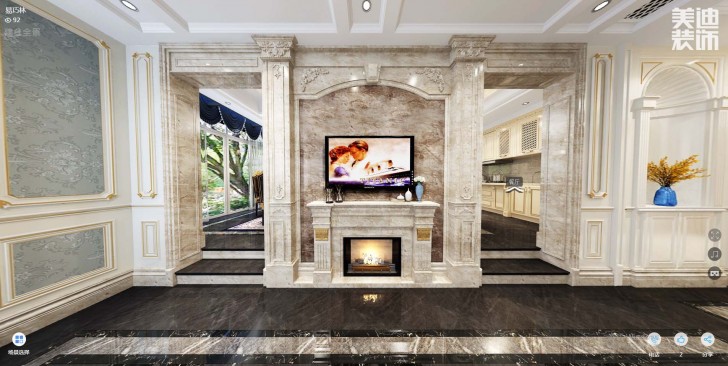 碧桂园-春江翠韵300平米法式风格装修案例效果图--电视背景