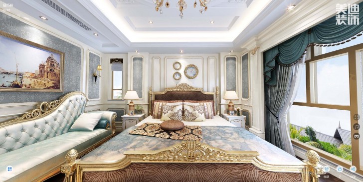 碧桂园-春江翠韵300平米法式风格装修案例效果图--三楼主卧
