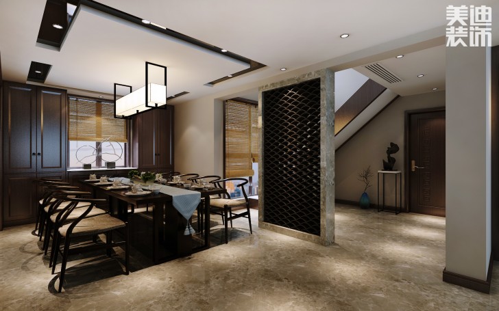 兰侨公馆320平米新中式风格装修案例效果图--餐厅