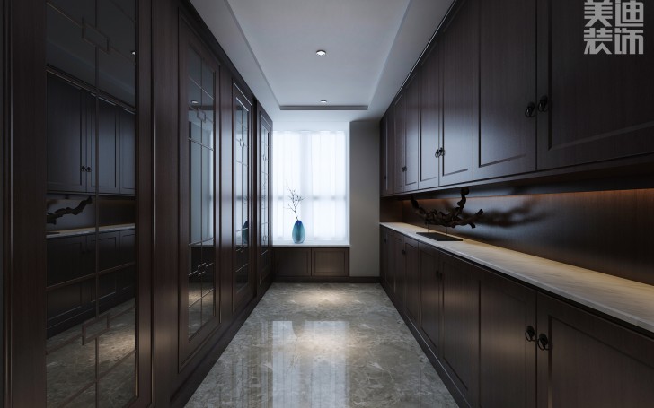 兰侨公馆320平米新中式风格装修案例效果图--书房