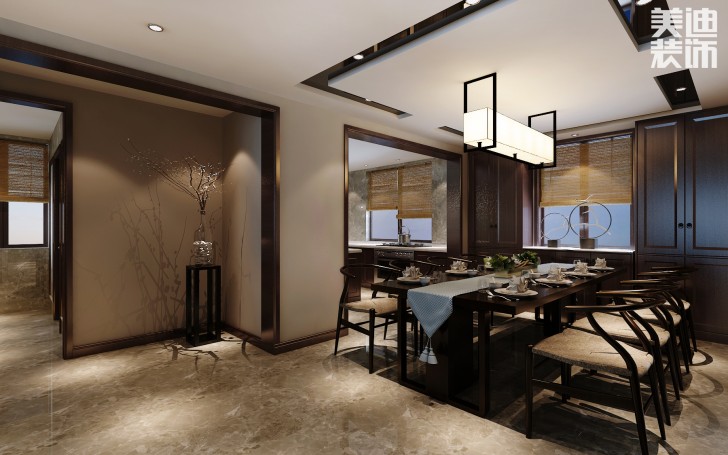 兰侨公馆320平米新中式风格装修案例效果图--餐厅