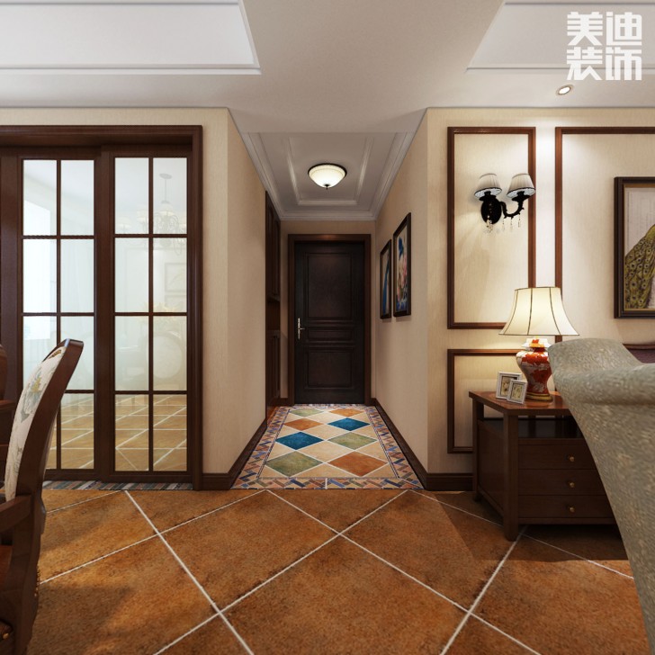 华润橡树湾140平米美式风格装修案例效果图--过道