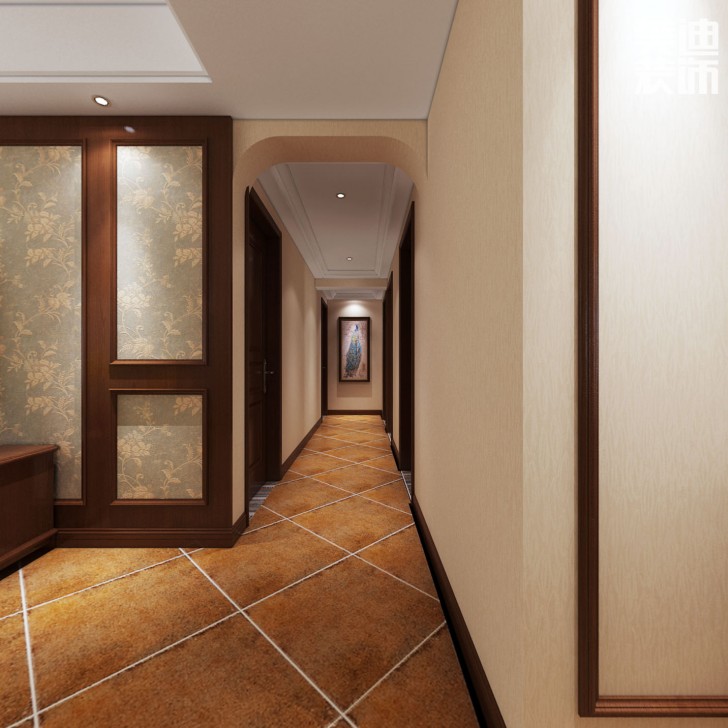 华润橡树湾140平米美式风格装修案例效果图--过道
