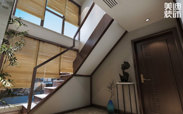 兰侨公馆320平米新中式风格装修案例效果图--楼梯
