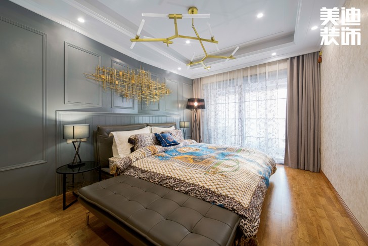 北辰定江洋260㎡现代混搭风格装修案例实拍图-卧室