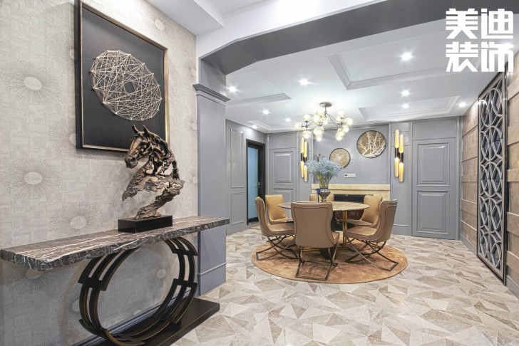 北辰定江洋260㎡现代混搭风格装修案例实拍图-玄关