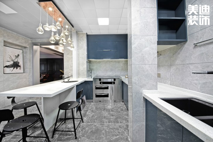 北辰定江洋260㎡现代混搭风格装修案例实拍图-厨房