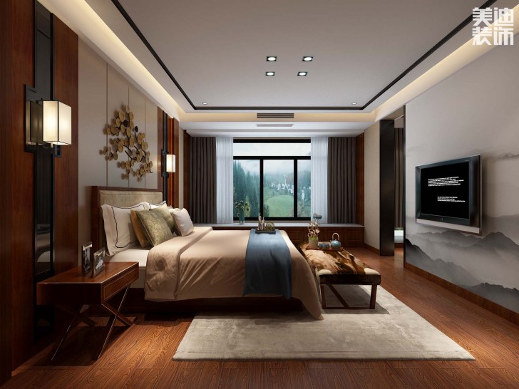海伦春天460平米中式风格案例效果图--卧室