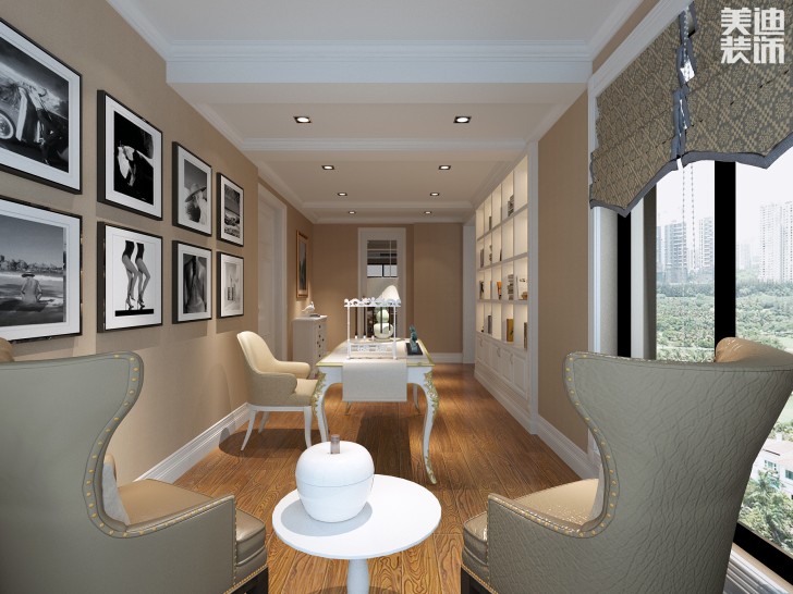 艾美潇湘280平米现代欧式风格实景图--书房