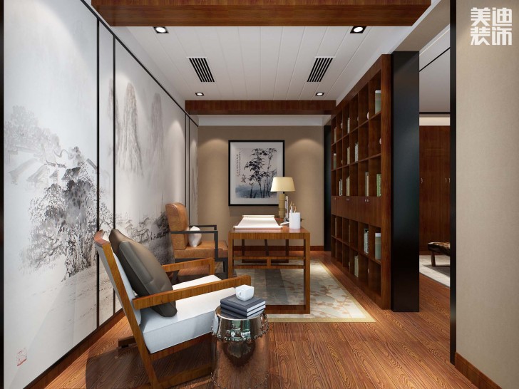 海伦春天460平米中式风格案例效果图--书房