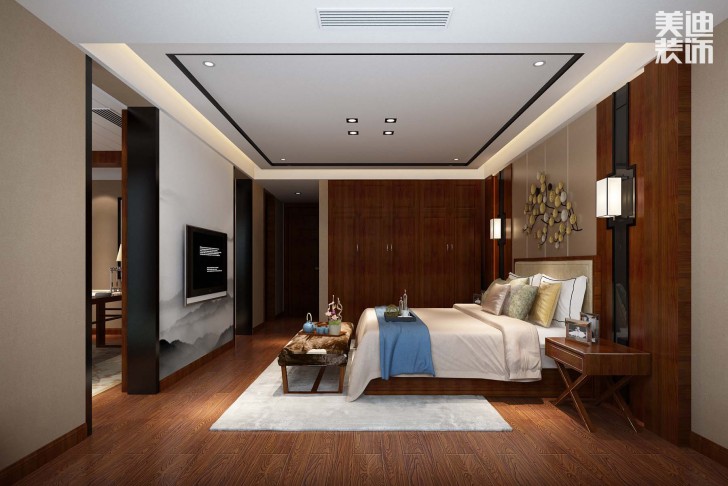 海伦春天460平米中式风格案例效果图--卧室