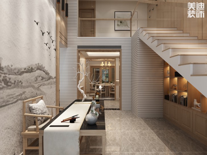 艾美潇湘220平米新中式风格案例图--书房