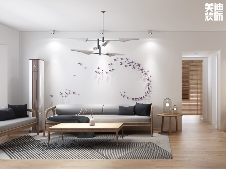 鑫远和城105平方米现代日式风格案例图--客厅