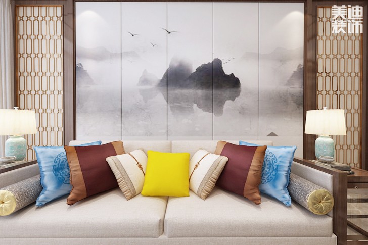 南山苏迪亚诺500平米新中式风格装修案例效果图--客厅