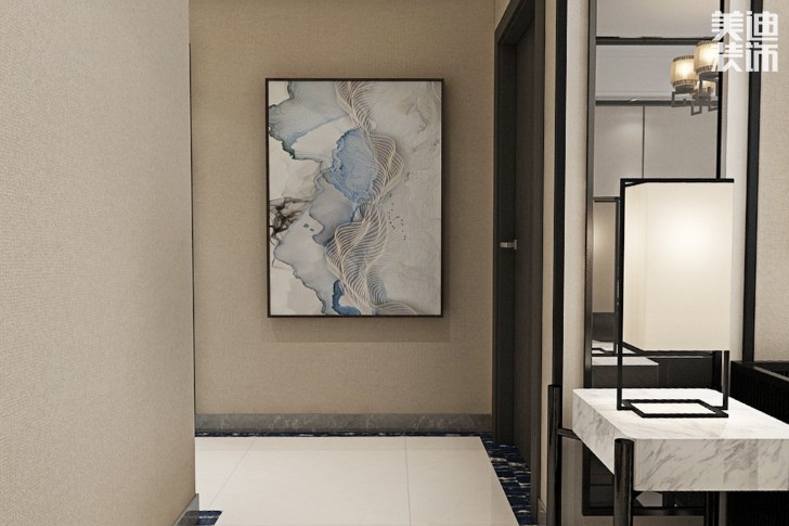 恒大御景天下130平米新中式风格装修案例效果图--过道