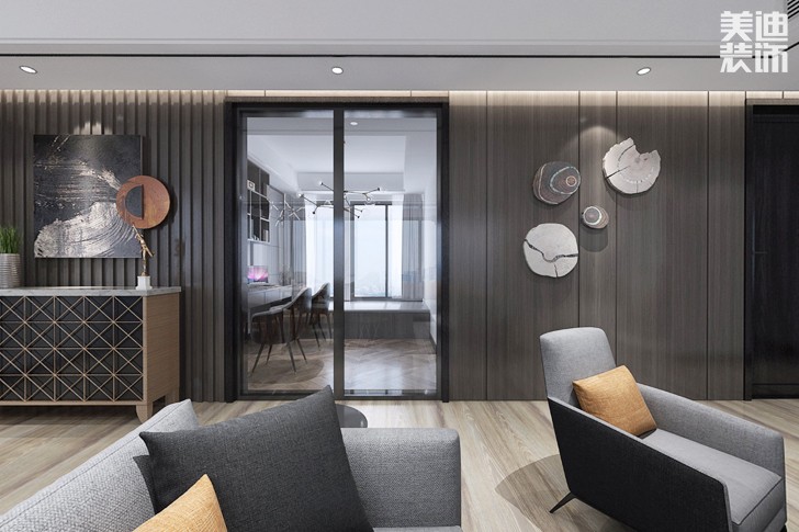 建发中央悦府140现代风格装修案例效果图--客厅