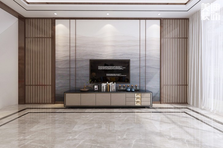 南山苏迪亚诺500平米新中式风格装修案例效果图--客厅