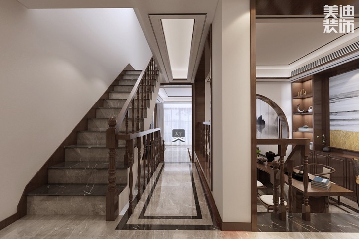 南山苏迪亚诺500平米新中式风格装修案例效果图--过道