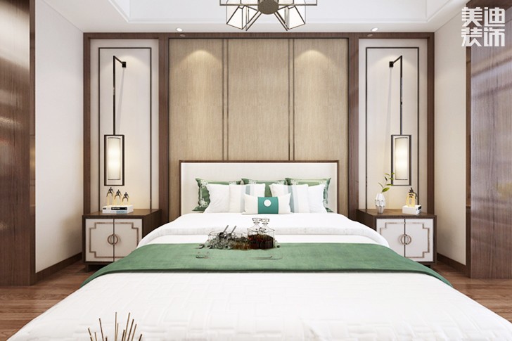 南山苏迪亚诺500平米新中式风格装修案例效果图--卧室