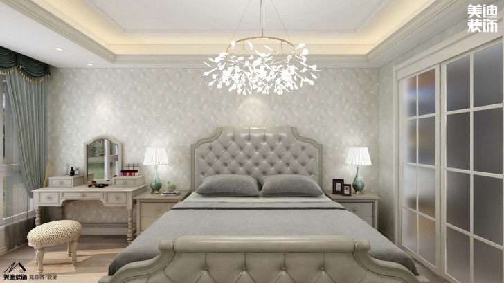 中航城140平米美式风格装修案例效果图--卧室