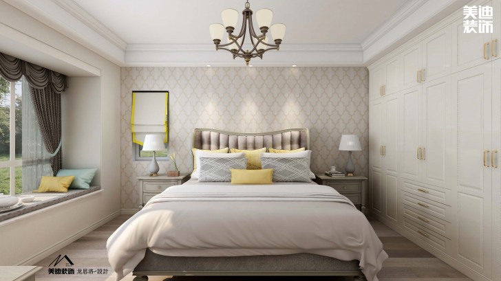 中航城140平米美式风格装修案例效果图--卧室