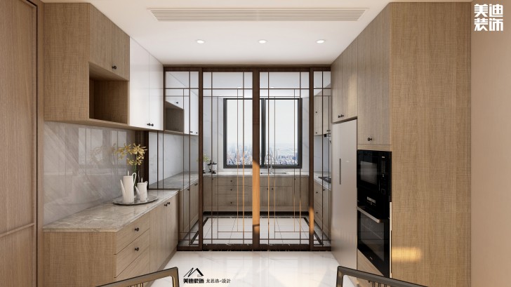 建发央玺180平米新中式风格装修案例效果图--厨房