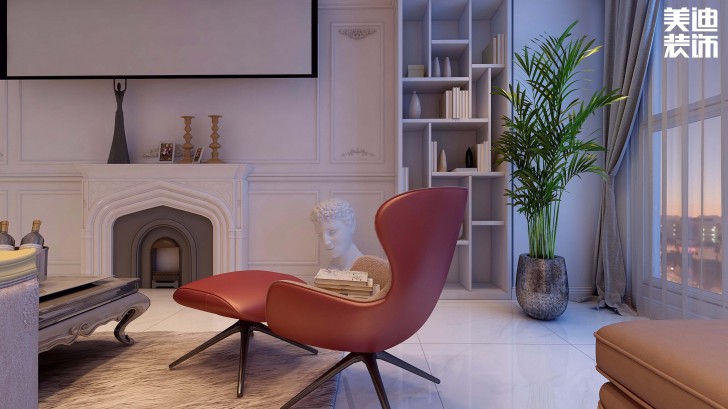 君华御庭87平方米法式网红风格装修案例效果图--客厅