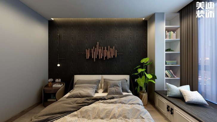 滨江中心城117平方米现代轻奢风格案例效果图--卧室