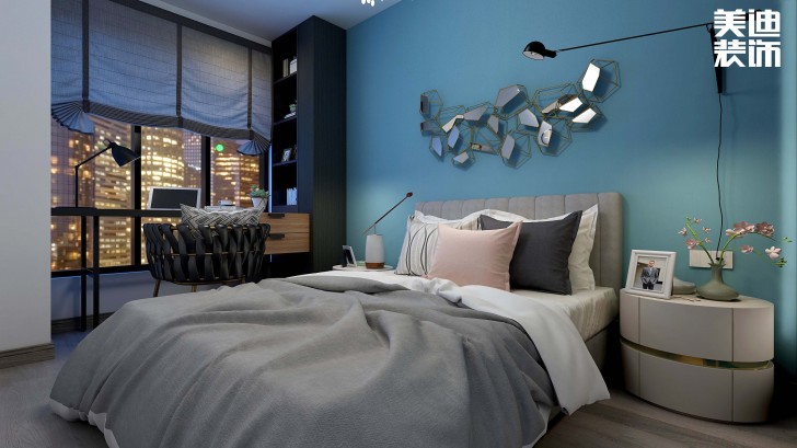 滨江中心城117平方米现代轻奢风格案例效果图--卧室