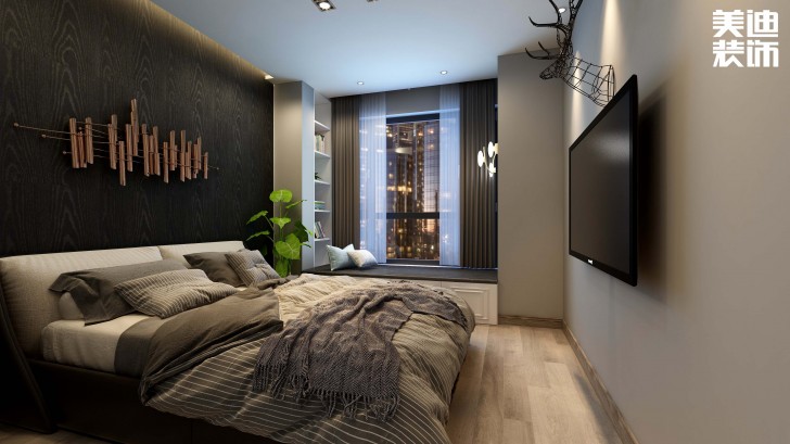 滨江中心城117平方米现代轻奢风格案例效果图--卧室