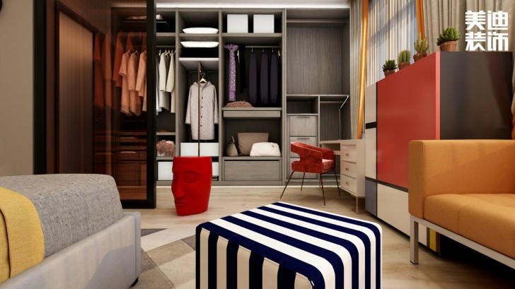 福捷.华中城124平方米折衷主义混搭风格案例效果图--客厅