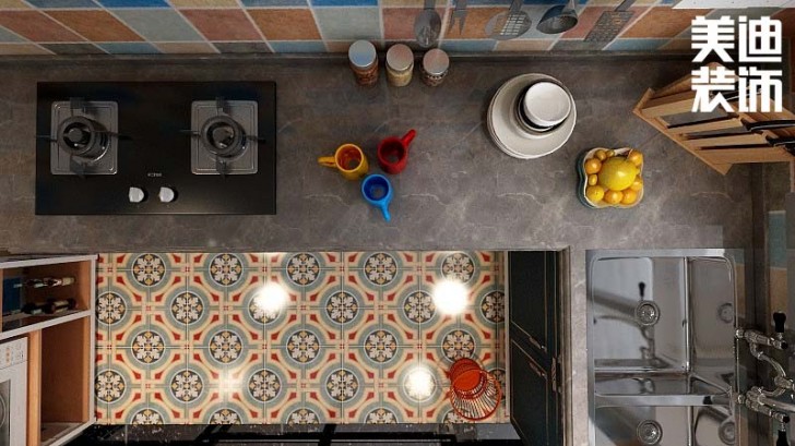 福捷.华中城124平方米折衷主义混搭风格案例效果图--厨房