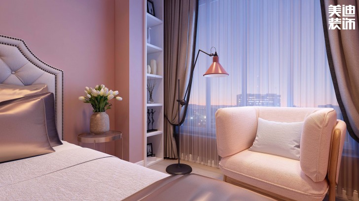 君华御庭87平方米法式网红风格装修案例效果图--卧室