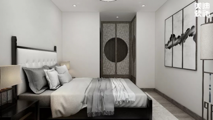 平安象湖风情453平方米新中式案例效果图--卧室