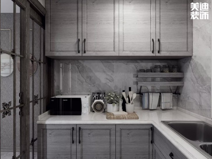 北大资源理想家园116平方米新中式案例效果图--厨房