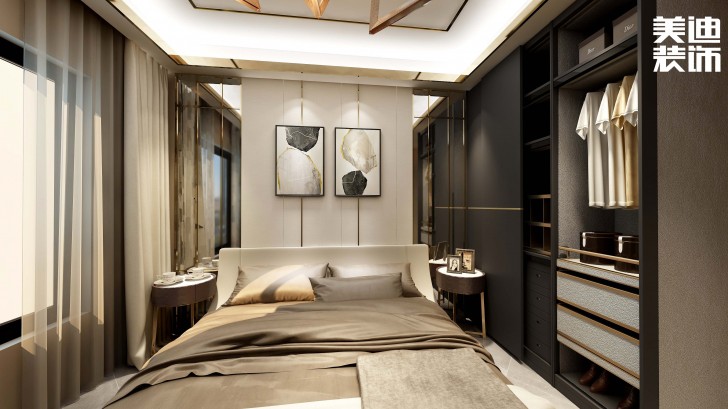 碧桂园观澜111平方米现代风格案例效果图--卧室