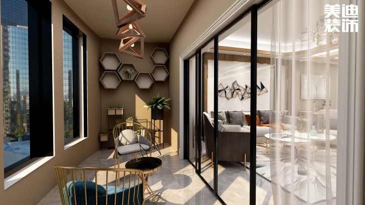 碧桂园观澜111平方米现代风格案例效果图--阳台