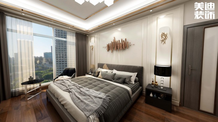 碧桂园观澜111平方米现代风格案例效果图--卧室
