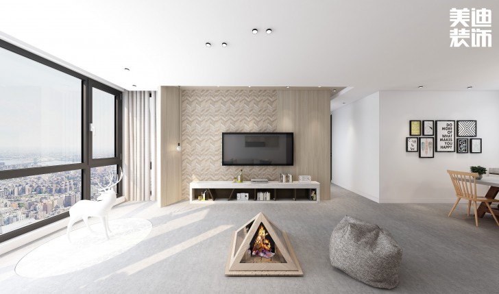 嘉和城138平米北欧极简风格案例效果图--客厅