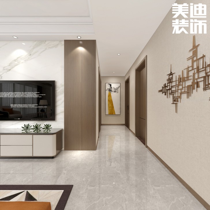 建发悦府130㎡现代风格案例效果图--客厅